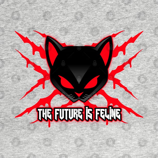 The Future is Feline - Red Cat Scratches by PEHardy Design